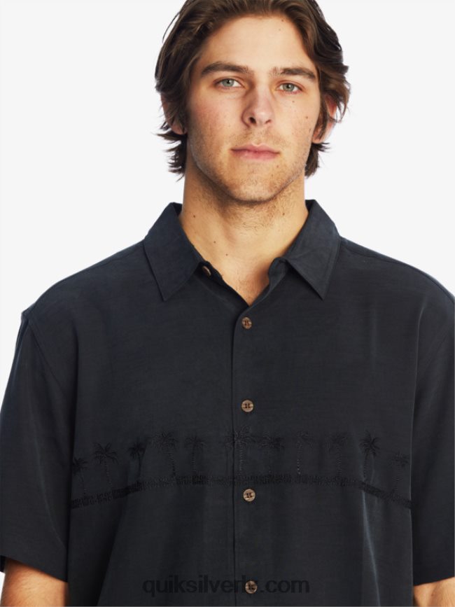 vīriešiem Quiksilver waterman tahiti palms premium pretgrumbu krekls melns 88064R868