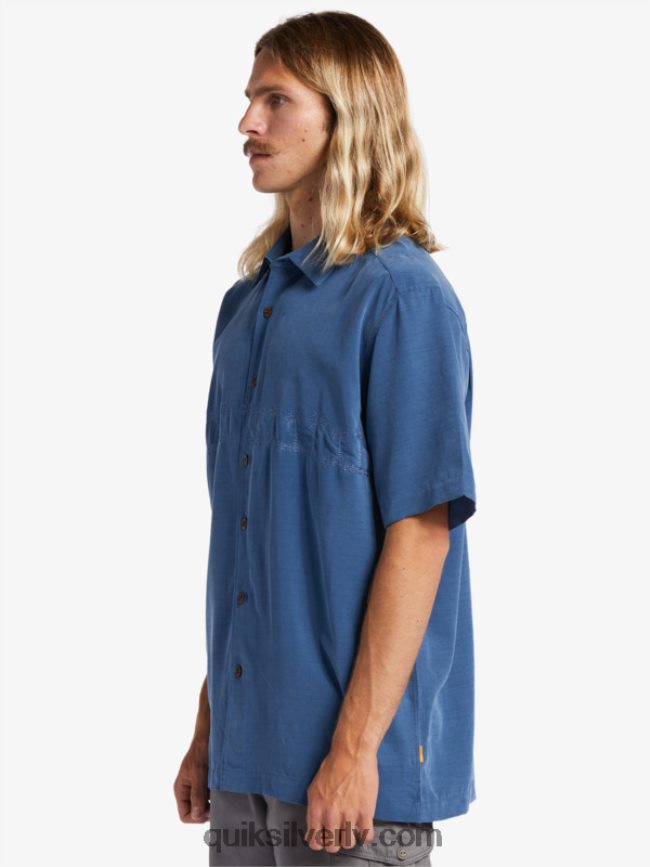 vīriešiem Quiksilver waterman tahiti palms premium pretgrumbu krekls praporščiks zils 88064R872