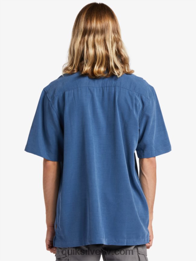 vīriešiem Quiksilver waterman tahiti palms premium pretgrumbu krekls praporščiks zils 88064R872