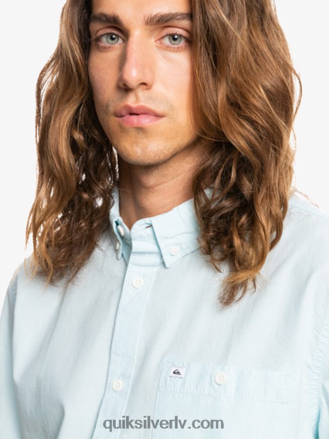 vīriešiem Quiksilver winfall krekls ar īsām piedurknēm gaisīgi zils 88064R384