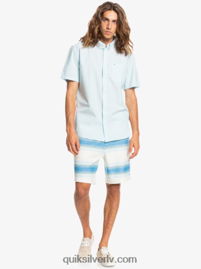 vīriešiem Quiksilver winfall krekls ar īsām piedurknēm gaisīgi zils 88064R384