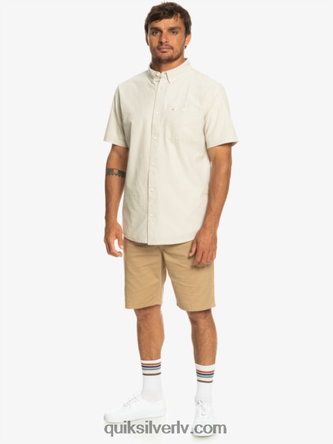 vīriešiem Quiksilver winfall krekls ar īsām piedurknēm plaza taupe 88064R381