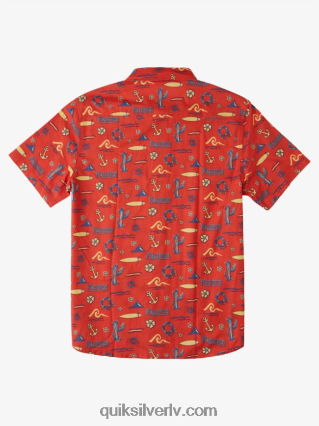 vīriešiem Quiksilver x Pacifico krekls ar īsām piedurknēm sarkans pacifico quiksilver 88064R16