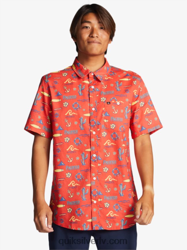 vīriešiem Quiksilver x Pacifico krekls ar īsām piedurknēm sarkans pacifico quiksilver 88064R16