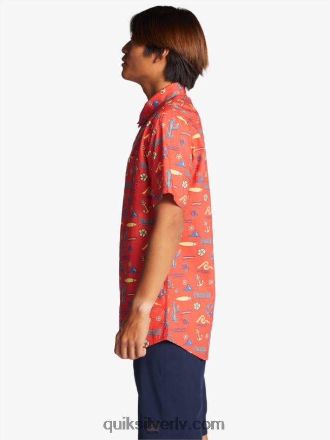 vīriešiem Quiksilver x Pacifico krekls ar īsām piedurknēm sarkans pacifico quiksilver 88064R16