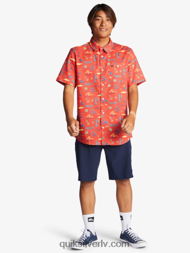 vīriešiem Quiksilver x Pacifico krekls ar īsām piedurknēm sarkans pacifico quiksilver 88064R16