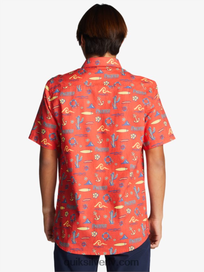 vīriešiem Quiksilver x Pacifico krekls ar īsām piedurknēm sarkans pacifico quiksilver 88064R16