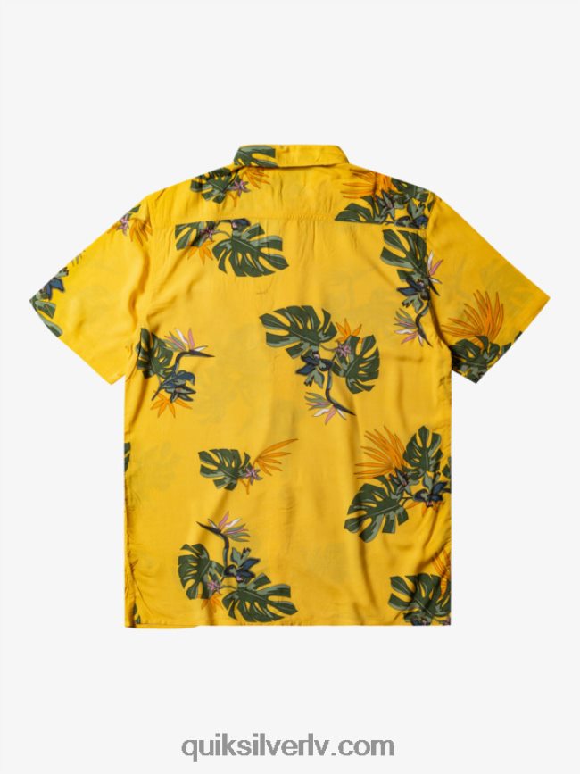 vīriešiem Quiksilver ziedu krekls ar īsām piedurknēm dzeltenums ziedu ss 88064R651
