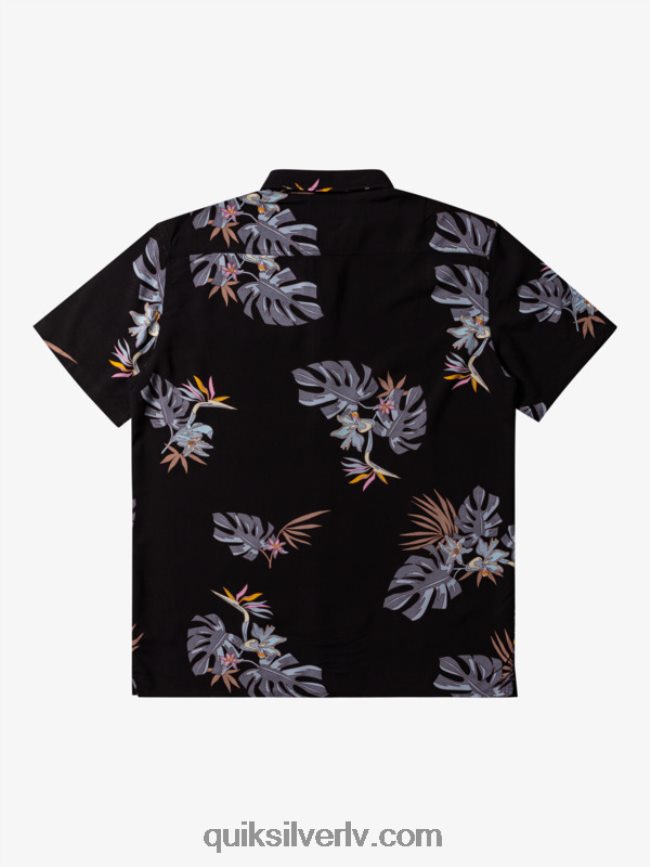 vīriešiem Quiksilver ziedu krekls ar īsām piedurknēm melni ziedu ss 88064R649