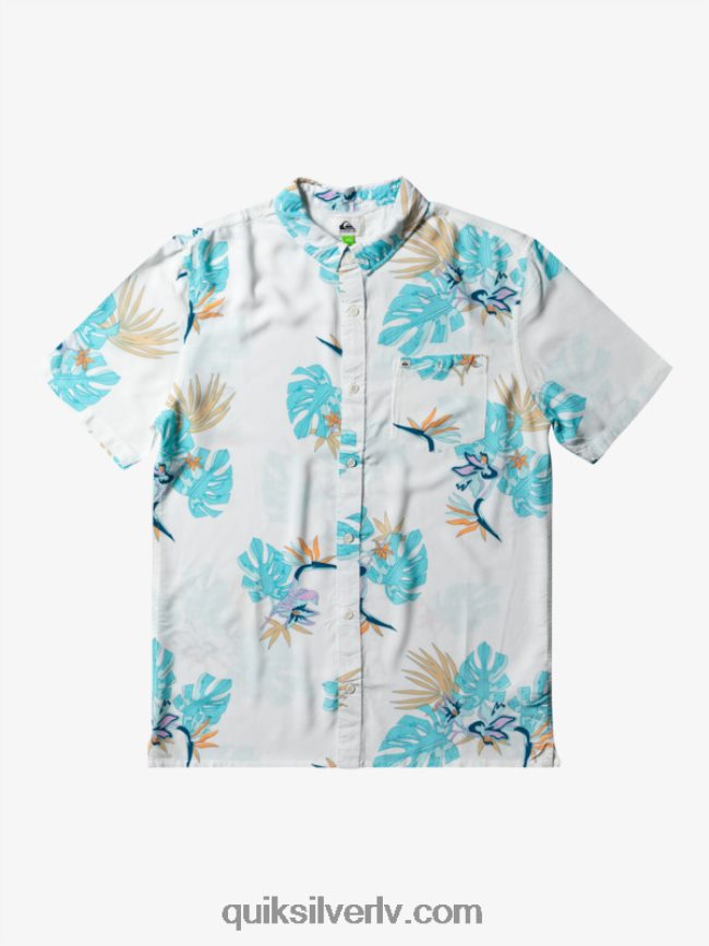 vīriešiem Quiksilver ziedu krekls ar īsām piedurknēm sniegbalts ziedu ss 88064R650