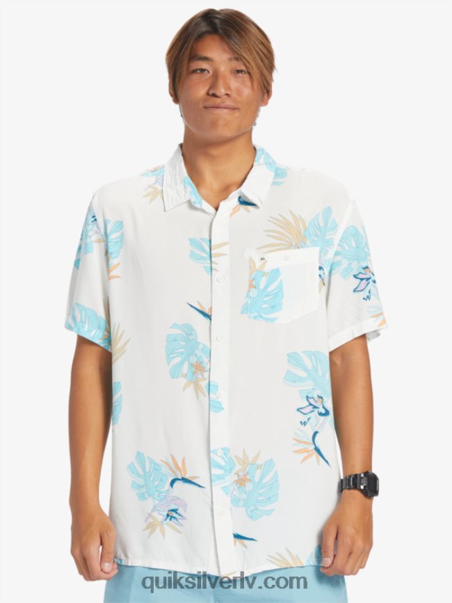 vīriešiem Quiksilver ziedu krekls ar īsām piedurknēm sniegbalts ziedu ss 88064R650