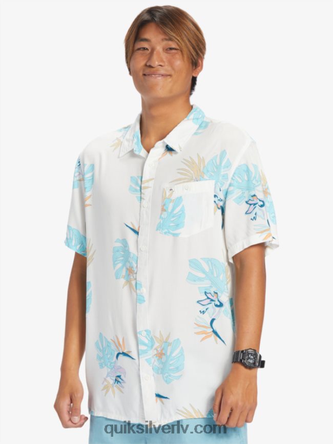 vīriešiem Quiksilver ziedu krekls ar īsām piedurknēm sniegbalts ziedu ss 88064R650