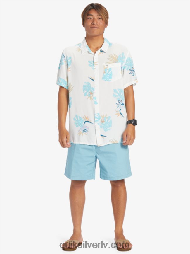vīriešiem Quiksilver ziedu krekls ar īsām piedurknēm sniegbalts ziedu ss 88064R650