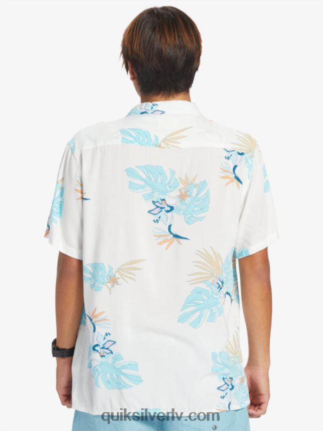 vīriešiem Quiksilver ziedu krekls ar īsām piedurknēm sniegbalts ziedu ss 88064R650