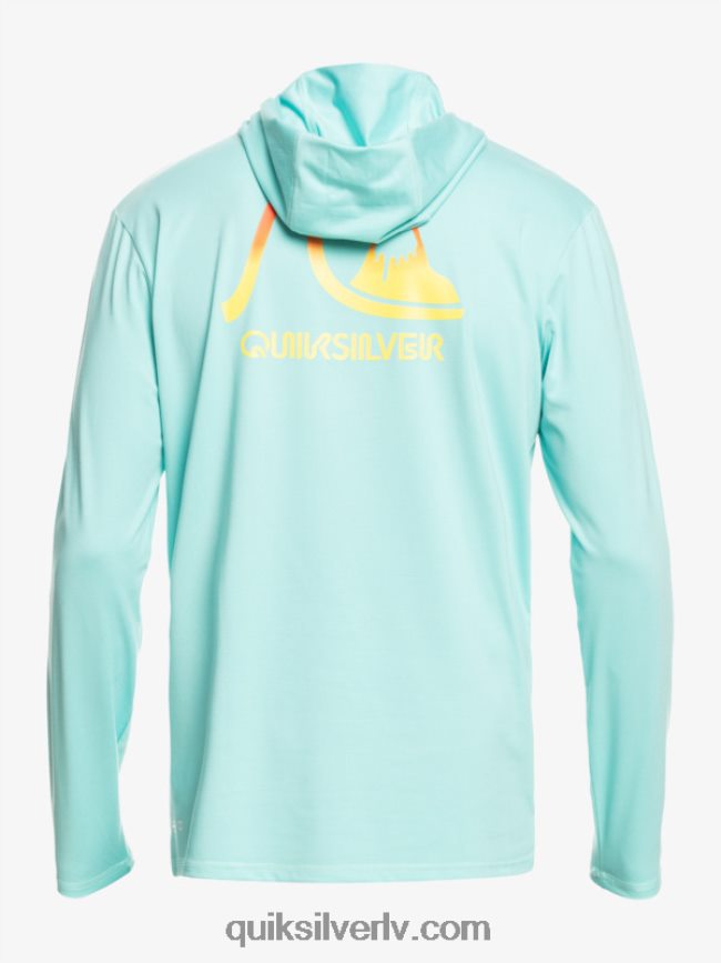 vīriešiem Quiksilver Dredge ar kapuci garām piedurknēm upf 50 sērfošanas tee eņģeļa zils virši 88064R1835