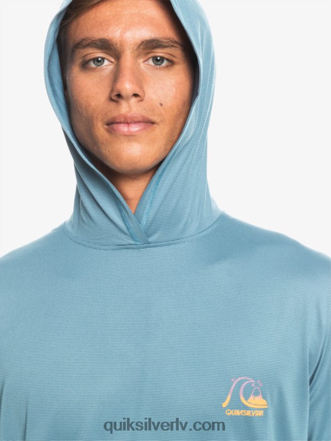 vīriešiem Quiksilver Dredge ar kapuci garām piedurknēm upf 50 sērfošanas tee provinces zilie virši 88064R1834