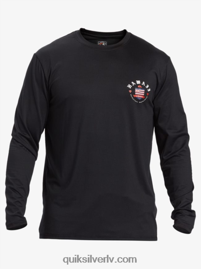 vīriešiem Quiksilver Hawaii honorāra upf 50 sērfošanas t-ka ar garām piedurknēm melns 88064R924