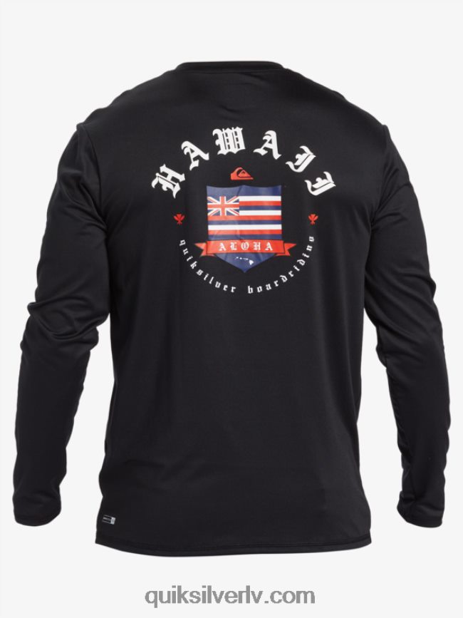 vīriešiem Quiksilver Hawaii honorāra upf 50 sērfošanas t-ka ar garām piedurknēm melns 88064R924