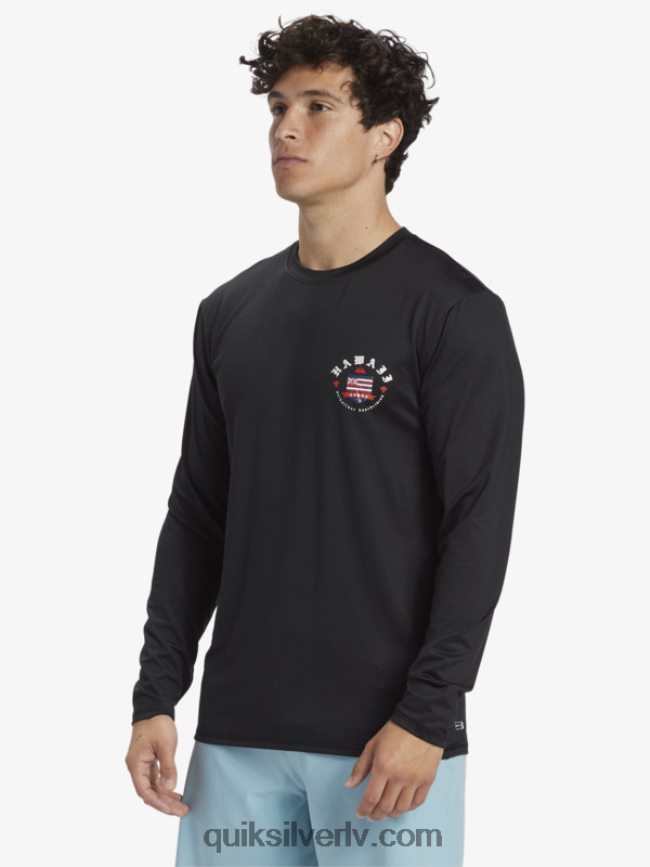 vīriešiem Quiksilver Hawaii honorāra upf 50 sērfošanas t-ka ar garām piedurknēm melns 88064R924