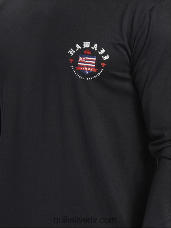 vīriešiem Quiksilver Hawaii honorāra upf 50 sērfošanas t-ka ar garām piedurknēm melns 88064R924