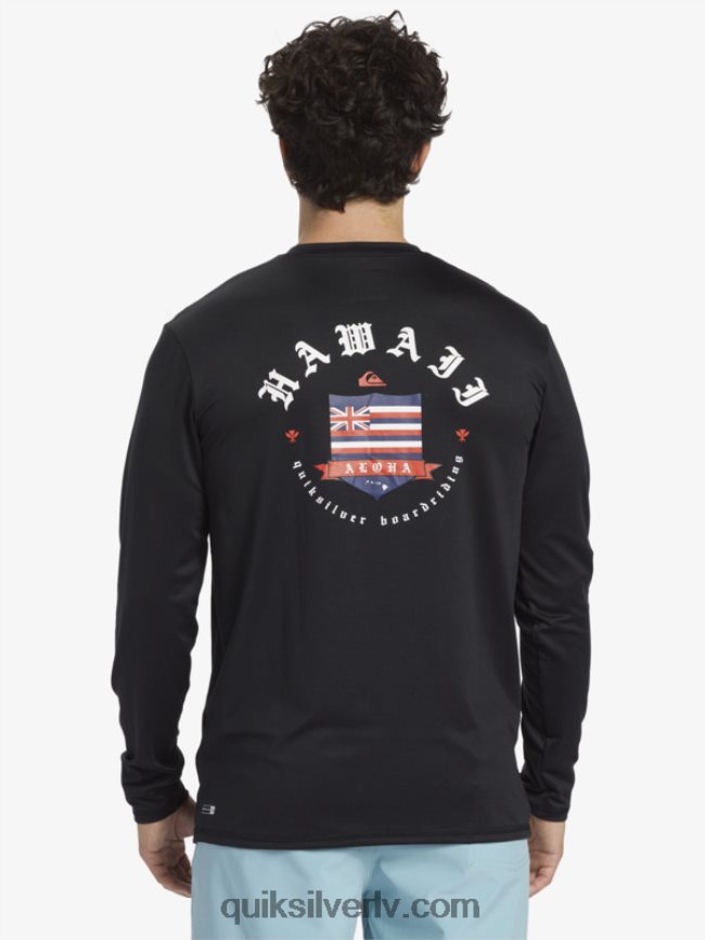 vīriešiem Quiksilver Hawaii honorāra upf 50 sērfošanas t-ka ar garām piedurknēm melns 88064R924