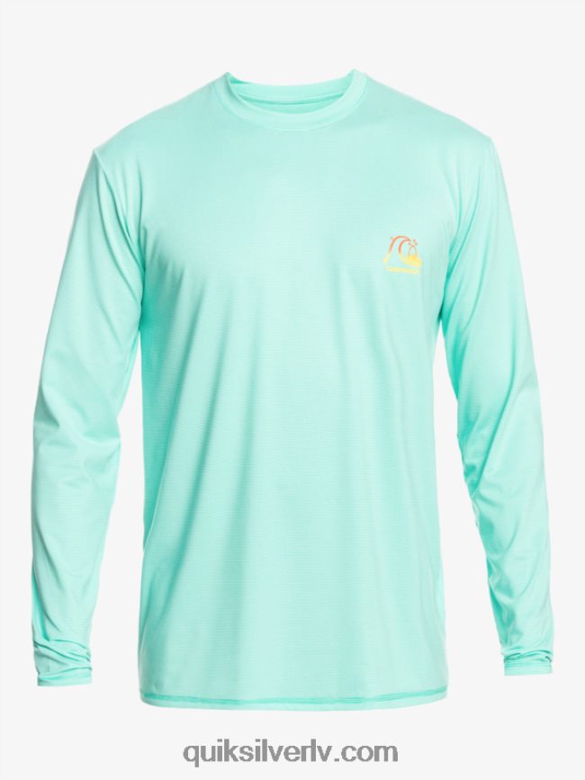 vīriešiem Quiksilver Heritage Heather garām piedurknēm upf 50 sērfošanas tee baseina zaļie virši 88064R1471