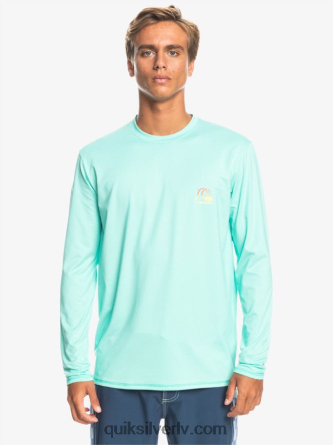 vīriešiem Quiksilver Heritage Heather garām piedurknēm upf 50 sērfošanas tee baseina zaļie virši 88064R1471