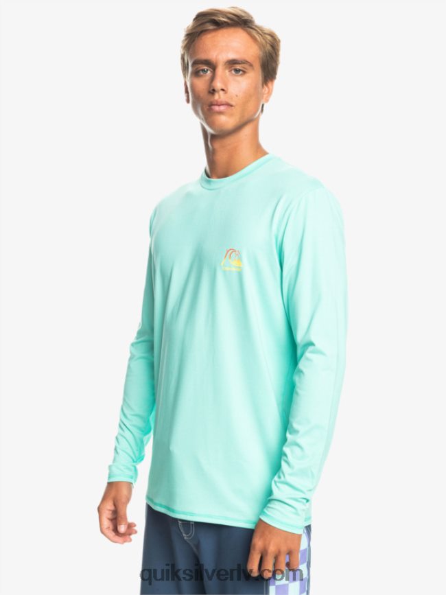 vīriešiem Quiksilver Heritage Heather garām piedurknēm upf 50 sērfošanas tee baseina zaļie virši 88064R1471
