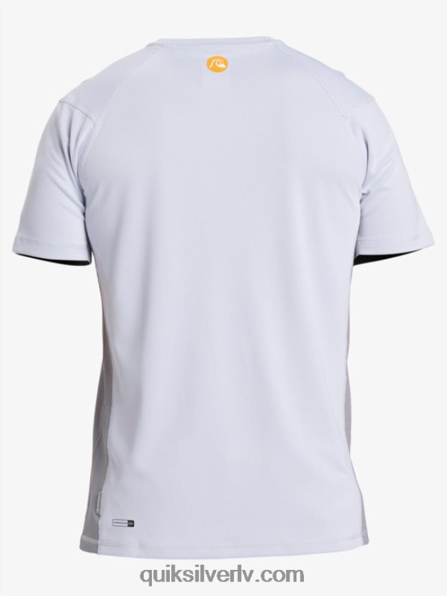 vīriešiem Quiksilver Waterman bamboo check 2 upf 50 sērfošanas tēja ar īsām piedurknēm balts 88064R273