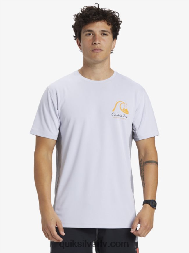 vīriešiem Quiksilver Waterman bamboo check 2 upf 50 sērfošanas tēja ar īsām piedurknēm balts 88064R273