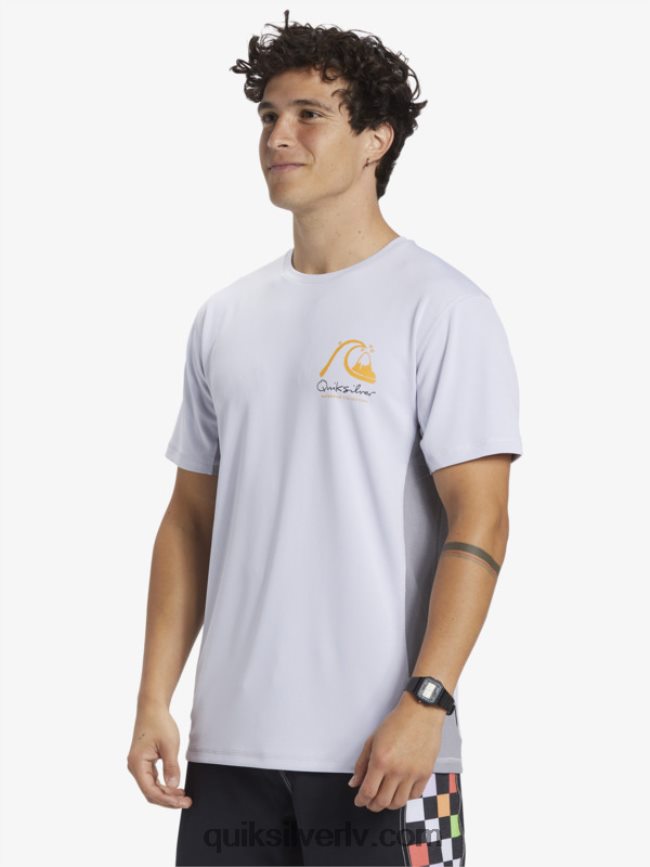 vīriešiem Quiksilver Waterman bamboo check 2 upf 50 sērfošanas tēja ar īsām piedurknēm balts 88064R273