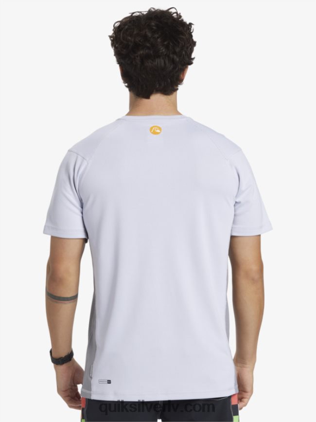 vīriešiem Quiksilver Waterman bamboo check 2 upf 50 sērfošanas tēja ar īsām piedurknēm balts 88064R273