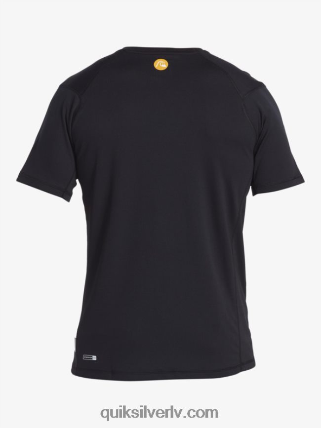 vīriešiem Quiksilver Waterman bamboo check 2 upf 50 sērfošanas tēja ar īsām piedurknēm melns 88064R276