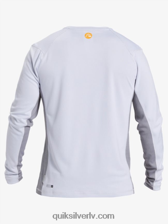 vīriešiem Quiksilver Waterman bambusa čeks 2 upf 50 garām piedurknēm sērfošanas tēja balts 88064R260