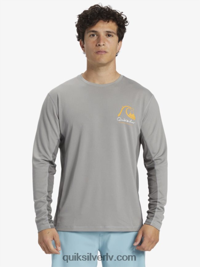 vīriešiem Quiksilver Waterman bambusa čeks 2 upf 50 garām piedurknēm sērfošanas tēja haizivis 88064R258