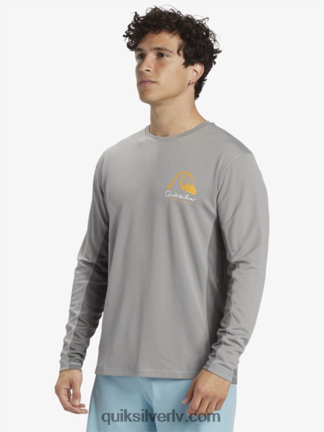 vīriešiem Quiksilver Waterman bambusa čeks 2 upf 50 garām piedurknēm sērfošanas tēja haizivis 88064R258