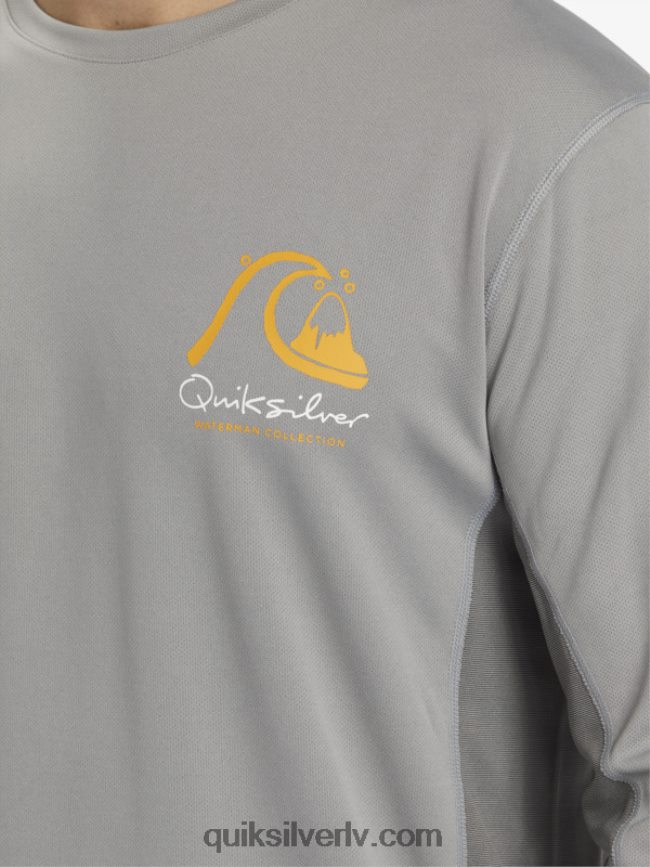 vīriešiem Quiksilver Waterman bambusa čeks 2 upf 50 garām piedurknēm sērfošanas tēja haizivis 88064R258