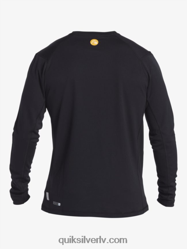 vīriešiem Quiksilver Waterman bambusa čeks 2 upf 50 garām piedurknēm sērfošanas tēja melns 88064R261