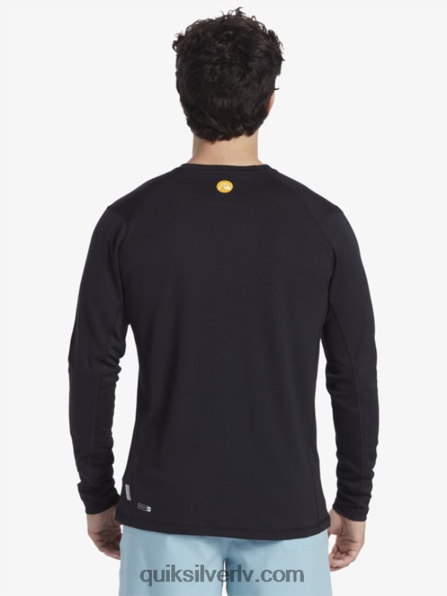 vīriešiem Quiksilver Waterman bambusa čeks 2 upf 50 garām piedurknēm sērfošanas tēja melns 88064R261