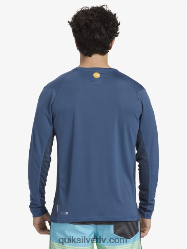 vīriešiem Quiksilver Waterman bambusa čeks 2 upf 50 garām piedurknēm sērfošanas tēja praporščiks zils 88064R259