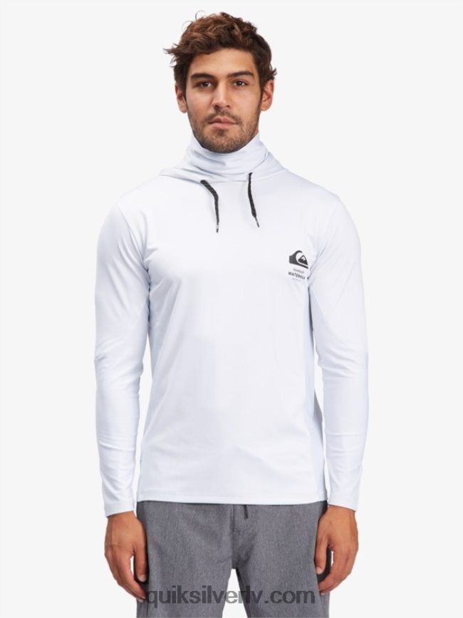 vīriešiem Quiksilver Waterman makšķernieka krekls ar kapuci ar garām piedurknēm upf 50 sērfošanas krekls balts 88064R1850
