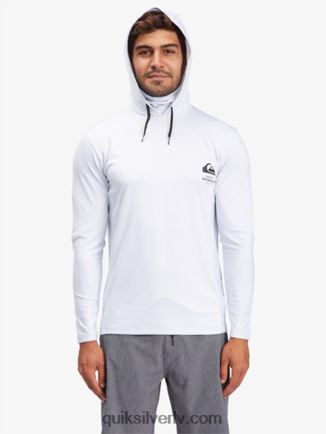 vīriešiem Quiksilver Waterman makšķernieka krekls ar kapuci ar garām piedurknēm upf 50 sērfošanas krekls balts 88064R1850