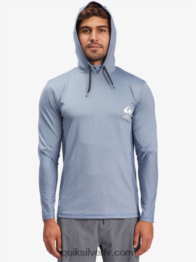 vīriešiem Quiksilver Waterman makšķernieka krekls ar kapuci ar garām piedurknēm upf 50 sērfošanas krekls praporščiks zils 88064R1849