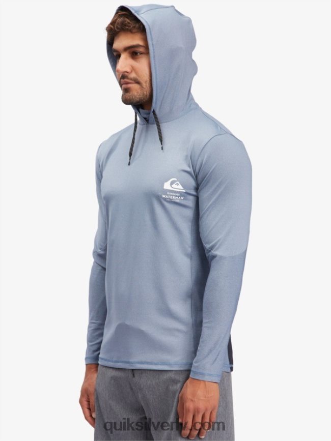 vīriešiem Quiksilver Waterman makšķernieka krekls ar kapuci ar garām piedurknēm upf 50 sērfošanas krekls praporščiks zils 88064R1849