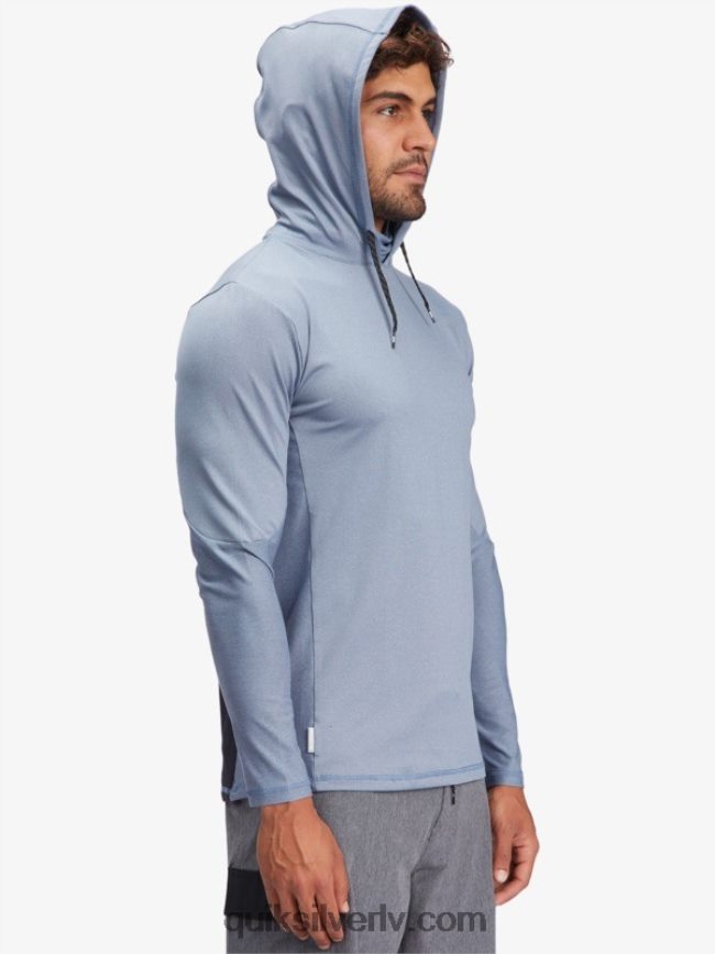 vīriešiem Quiksilver Waterman makšķernieka krekls ar kapuci ar garām piedurknēm upf 50 sērfošanas krekls praporščiks zils 88064R1849