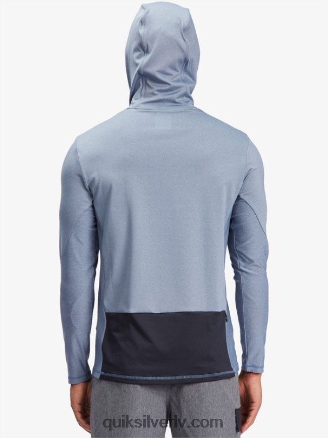 vīriešiem Quiksilver Waterman makšķernieka krekls ar kapuci ar garām piedurknēm upf 50 sērfošanas krekls praporščiks zils 88064R1849