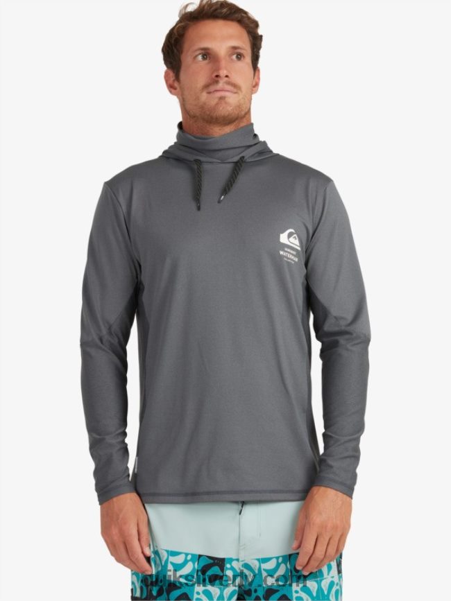 vīriešiem Quiksilver Waterman makšķernieka krekls ar kapuci ar garām piedurknēm upf 50 sērfošanas krekls tumša ēna 88064R1848