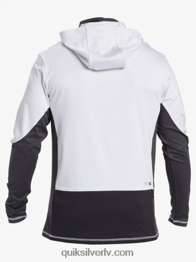 vīriešiem Quiksilver Waterman makšķernieka krekls ar kapuci upf 50 garām piedurknēm balts 88064R831