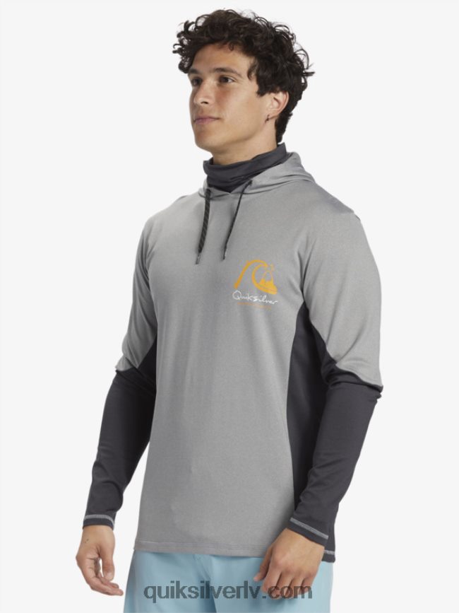 vīriešiem Quiksilver Waterman makšķernieka krekls ar kapuci upf 50 garām piedurknēm haizivis 88064R832