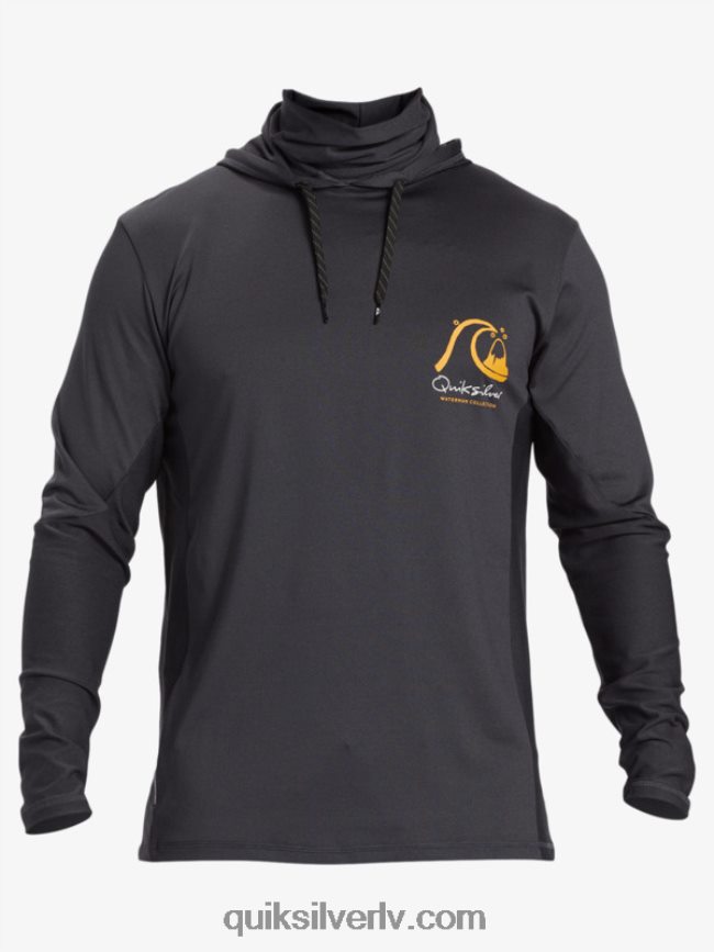 vīriešiem Quiksilver Waterman makšķernieka krekls ar kapuci upf 50 garām piedurknēm melns 88064R830